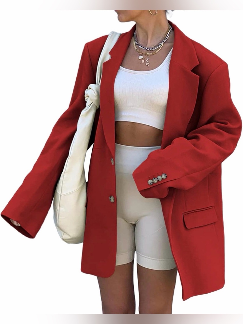 Women's Oversized Red Blazer